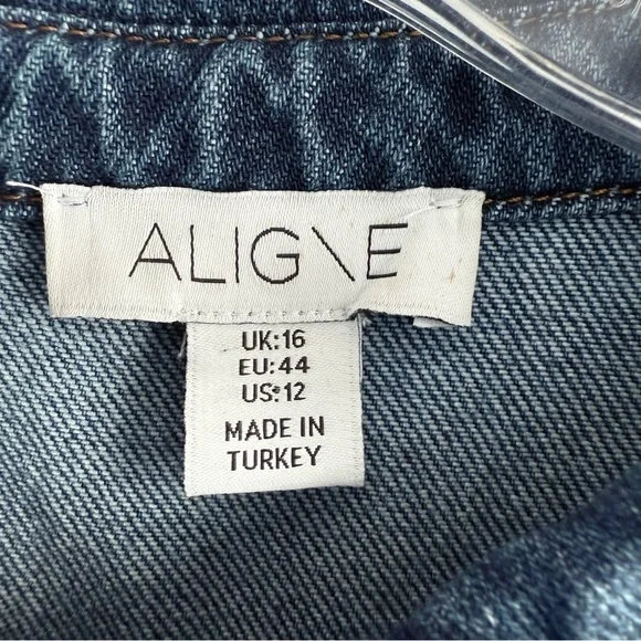 ALIGNE Mateo Short Sleeve Asymmetric Denim Midi Shirt Dress 12 Anthropologie - Picture 10 of 15